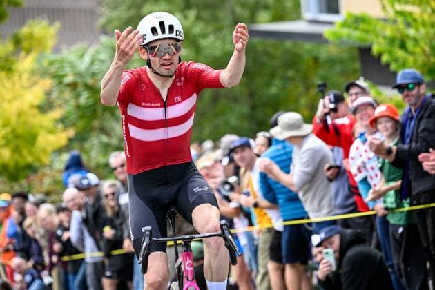 Danish Kasper Asgreen is pictured during the elite men Road Race race (273,7 km) at the cycling World Championship, WM, Weltmeisterschaft in Montreal, Canada, Sunday 27 September 2026. The UCI road world championships are taking place from 20 to 27 September, in Montreal, Canada. JASPERxJACOBS  x188001661x