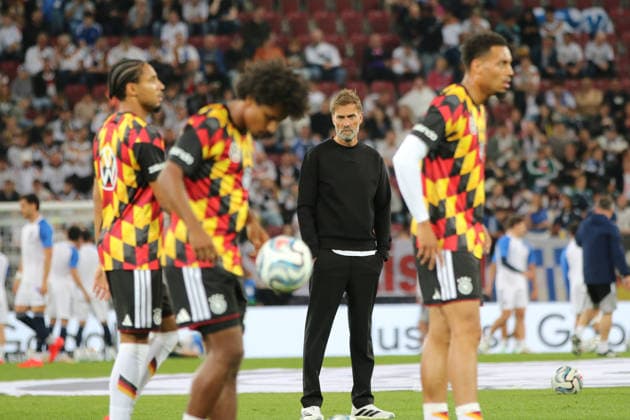 September 27, 2026 Men s Soccer 2026–2027 UEFA Nations League Matchday 2 Germany vs. Greece WWK Arena, Augsburg Jürgen Klopp, Germany s head coach, watches his team warm up Augsburg, Bavaria, Germany