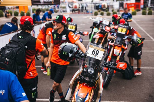 W2RC - RALLYE DU MAROC 2026 69 BRUNO Crivilin (bra), Monster Energy Honda HRC, Honda 450 Rally Factory Replica, FIM W2RC, Rally 2, ambiance during the Scrutineering of the Rallye du Maroc 2026, 4th round of the 2026 WR2C Championship from September 26 to 27, 2026 in Agadir, Morocco - AgadirMorocco  Copyright: xDamienxSaulnierx