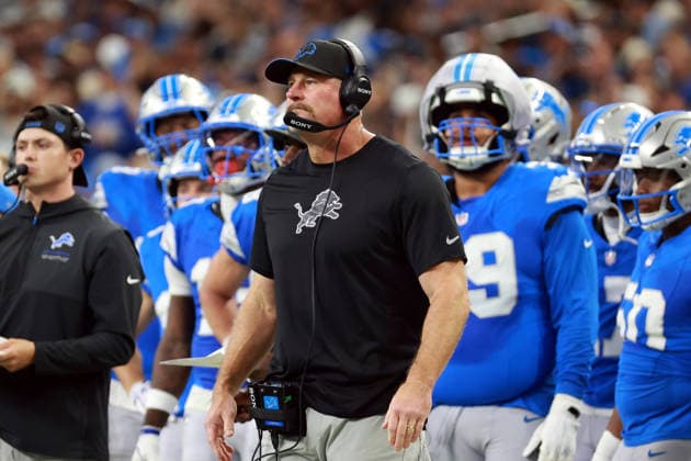 New York Jets vs Detroit Lions DETROIT,MICHIGAN-SEPTEMBER 27: Head coach Dan Campbell of the Detroit Lions looks on from the sidelines during an NFL, American Football Herren, USA football game between the New York Jets and the Detroit Lions in Detroit, Michigan USA, on Sunday, September 27, 2026 Detroit Michigan United States  Copyright: xAmyxLemusx originalFilename:lemus-newyorkj260927_np5RT.jpg