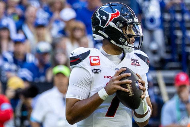 Sep 27, 2026; Indianapolis, IN, USA; Houston Texans quarterback C.J. Stroud (7) sets in the pocket during NFL, American Football Herren, USA game action against the Indianapolis Colts at Lucas Oil Stadium. Mandatory Credit: -Cal Media Indianapolis USA - ZUMAc04_ 20260927_zma_c04_038 Copyright: xJohnxMersitsx