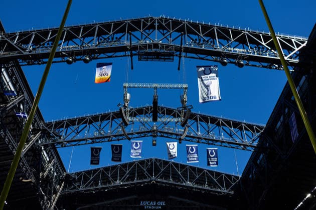 Sep 27, 2026; Indianapolis, IN, USA; A general view of the open roof during NFL, American Football Herren, USA game action between the Indianapolis Colts and the Houston Texans at Lucas Oil Stadium. Mandatory Credit: -Cal Media Indianapolis USA - ZUMAc04_ 20260927_zma_c04_042 Copyright: xJohnxMersitsx