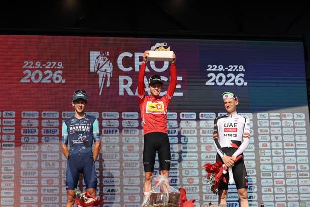 Zagreb, 27.09.2026. - Lake Jarun, CRO Race 2026. GENERAL CLASSIFICATION - STAGE 6 1. Tobias SVARRE UXM (DEN) 2. Antonio TIBERI TBV (ITA) 3. Tim WELLENS UEX (BEL) 