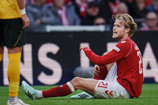 Nations League: Denmark vs. Wales. Denmark s Morten Hjulmand during the Nations League match between Denmark and Wales at Parken on Sunday, September 27, 2026. Photo by Liselotte Sabroe, Ritzau Scanpix, Copenhagen, Denmark  Copyright: Ritzau Scanpix LiselottexSabroex spdk20260927-204651-L
