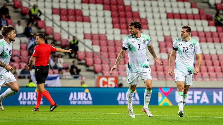 UEFA Nations League Group Stage, Nagyerdei Stadion, Debrecen, Hungary 27 9 2026 Israel vs Republic of Ireland Ireland s Troy Parrott scores his sides first goal of the match Troy Parrott scores his sides first goal of the match 27 9 2026  Copyright: xx RB2_0564