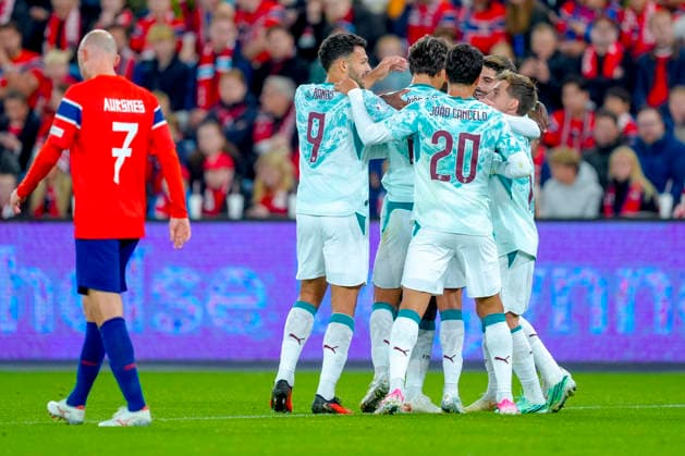Soccer, Nations League: Norway vs. Portugal, Nations League Oslo 20260927 Portugal s João Félix scores the first goal of the match during the international soccer match between Norway and Portugal in the Nations League. Photo: Lise Aserud, NTB, Oslo, Norway. EDITORIAL USE ONLY. RESTRICTED USE FOR BETTING COMPANIES.  Copyright: xLisexAserudx xNTBx