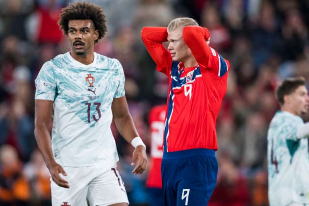 September 27, 2026: Erling Braut Haaland of Norway looks dejected during the Nations League soccer match between Norway and Portugal on September 27, 2026 in Oslo. Photo by Marius Simensen, BILDBYRAN COP 238 VG1010 bbeng soccer football fotball Nations League international match Norway Portugal depp  Copyright: MARIUSxSIMENSEN BB260927ZK028