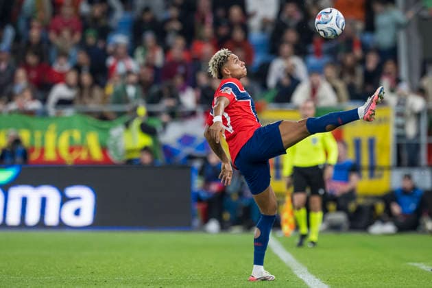 260927 Antonio Nusa of Norway during the Nations League soccer match between Norway and Portugal on September 27, 2026, in Oslo. Photo by Vegard Grott, BILDBYRAN. Code: VG VG1010 bbeng soccer football fotball Nations League international match Norway Portugal  Copyright: VEGARDxGRoTT BB260927VG037