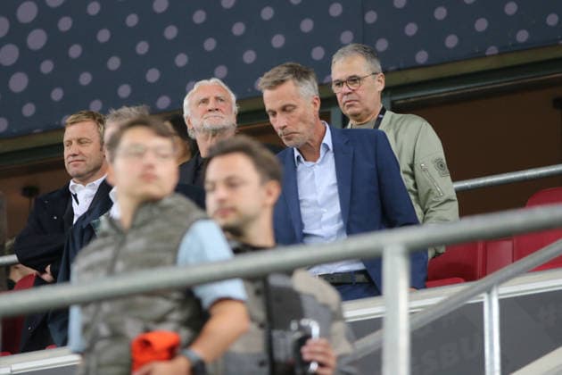September 27, 2026 Men s Soccer 2026–2027 UEFA Nations League Matchday 2 Germany vs. Greece WWK Arena, Augsburg Rudi Völler (left) next to Andreas Rettig (right) Augsburg, Bavaria, Germany
