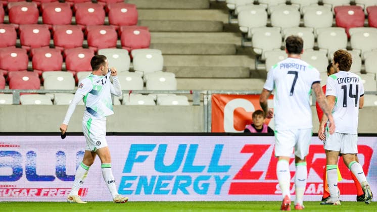 UEFA Nations League Group Stage, Nagyerdei Stadion, Debrecen, Hungary 27 9 2026 Israel vs Republic of Ireland Ireland s Jack Moylan celebrates after scoring his sides third goal of the match Jack Moylan celebrates after scoring his sides third goal of the match 27 9 2026  Copyright: xx RB1_7378