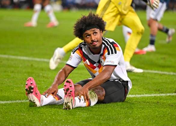 September 27, 2026, Soccer: 2026–2027 UEFA Nations League, Matchday 2, Germany vs. Greece, at the WWK Arena in Augsburg; Karim Adeyemi of Germany looks pensive