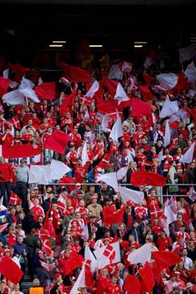 RECORD DATE NOT STATED Football - UEFA Nations League - Group A4 - Denmark v Wales COPENHAGEN, DENMARK - Sunday, September 27, 2026: Denmark supporters wave flags before the UEFA Nations League Group A4 Matchday 2 match between Denmark and Wales at the Parken Stadium. Denmark won 2-0. (Photo by Amanda McMaster Propaganda) COPENHAGEN Parken Stadium COPENHAGEN DENMARK  Copyright: xAmandaxMcMasterx 2026-09-27-Denmark_v_Wales-087