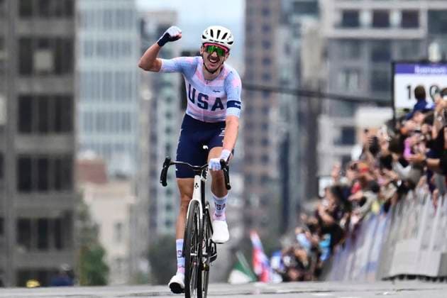 UCI 2026 Road World Championship, WM, Weltmeisterschaft Montreal 27 09 2026 MONTREAL, CANADA - SEPTEMBER 27 : Mcnulty Brandon (USA) wins during the Men Elite cycling road race of the 2026 UCI Road World Championships 93th edition an UCI World Championships cycling race of 273.4 km with start in Montreal and finish in Montreal on September 27, 2026 in Montreal, Canada, 27 09 2026 Montreal Canada  Copyright: xPeterxDexVoechtx