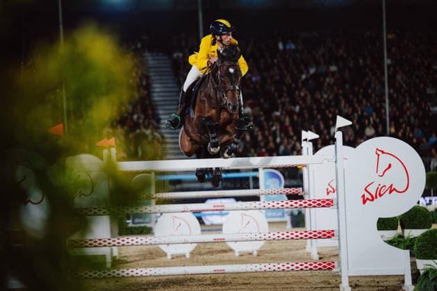 EQUESTRIAN - GCT, GP Vienna VIENNA,AUSTRIA,27.SEP.26 - EQUESTRIAN - Global Champions Tour, Grand Prix of Vienna. Image shows Yuri Mansur (BRA) on QH Alfons Santo Antonio.  GEPAxpictures xAlexanderxSolc