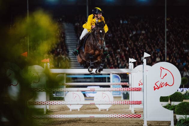 EQUESTRIAN - GCT, GP Vienna VIENNA,AUSTRIA,27.SEP.26 - EQUESTRIAN - Global Champions Tour, Grand Prix of Vienna. Image shows Yuri Mansur (BRA) on QH Alfons Santo Antonio.  GEPAxpictures xAlexanderxSolc