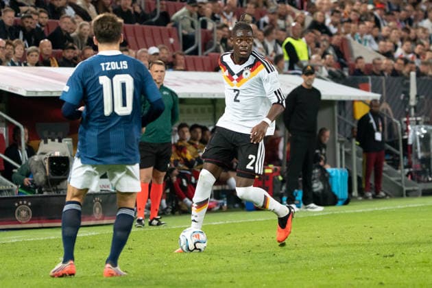 Yann Aurel Bisseck Germany, 02 on the ball, action, dribbling, attack, GER, Germany vs. Greece, soccer, men s, UEFA Nations League, 2026–2027 season, September 27, 2026, GER, Germany vs. Greece, soccer, men s, UEFA Nations League, 2026–2027 season, September 27, 2026, Augsburg Copyright: xEibner-Pressefoto EdwardxCheungx EP_ECG