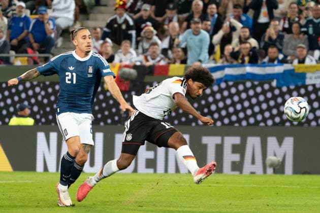 Shot on goal, scoring chance, shot, Karim Adeyemi, Germany, 19, GER, Germany vs. Greece, soccer, men s, UEFA Nations League, 2026–2027 season, September 27, 2026, GER, Germany vs. Greece, Soccer, Men’s, UEFA Nations League, 2026–2027 season, September 27, 2026, Augsburg Copyright: xEibner-Pressefoto EdwardxCheungx EP_ECG
