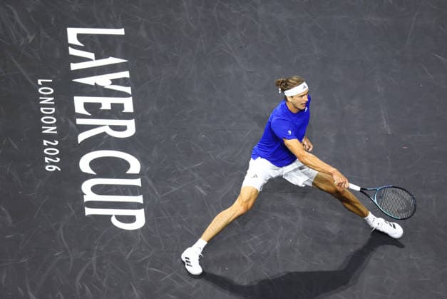 2026 Laver Cup, day three, O2 Arena, London,27 09 2026 Alexander Zverev (GER) in action during his match against Learner Tien (USA) in the 2026 Laver Cup at the O2 Arena, London London O2 Arena London GBR, UK NEWSPAPERS OUT Copyright: xMarkxGreenwoodx