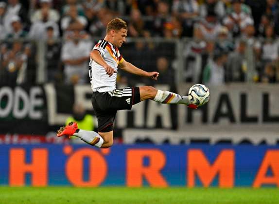 September 27, 2026, Soccer: 2026–2027 UEFA Nations League, Matchday 2, Germany vs. Greece, at the WWK Arena in Augsburg, Joshua Kimmich of Germany in possession of the ball