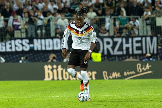 Germany vs. Greece, UEFA Nations League, Matchday 2, 2026–27 Season, WWK Arena, Augsburg; Yann Aurel Bisseck, Germany, No. 2 on the ball, Augsburg WWK Arena, Bavaria, Germany Copyright: xBenedictxChristx