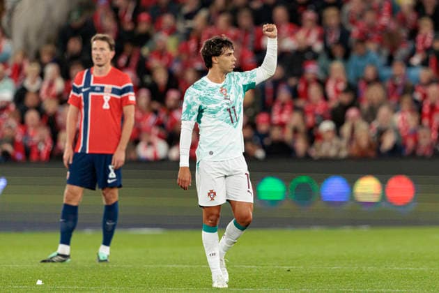 Joao Felix seen celebrating after scoring goal during UEFA Nations League Division A game between National Teams of Norway and Portugal (Maciej Rogowski Ball Raw Images) Oslo Ullevaal Stadion Norway Copyright: xMaciejxRogowskix maciejrogowski_norway_portugal_2627_2-9