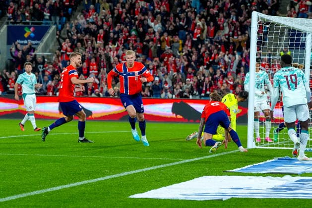 Soccer, Nations League: Norway vs. Portugal, Nations League Oslo 20260927 Norway’s Erling Braut Haaland ties the score at 1–1 in the international soccer match between Norway and Portugal in the Nations League. Photo: Lise Aserud, NTB, Oslo, Norway. EDITORIAL USE ONLY. RESTRICTED USE FOR BETTING COMPANIES.  Copyright: xLisexAserudx xNTBx