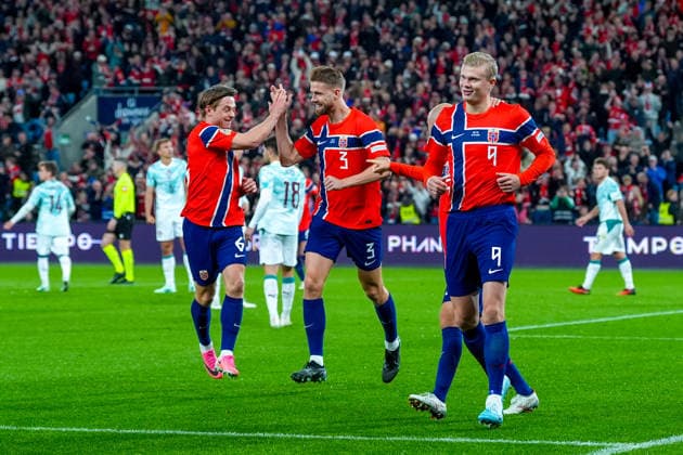 Soccer, Nations League: Norway vs. Portugal, Nations League Oslo 20260927 Erling Braut Haaland ties the score at 1–1 in the international soccer match between Norway and Portugal in the Nations League. Photo: Lise Aserud, NTB, Oslo, Norway. EDITORIAL USE ONLY. RESTRICTED USE FOR BETTING COMPANIES  Copyright: xLisexAserudx xNTBx