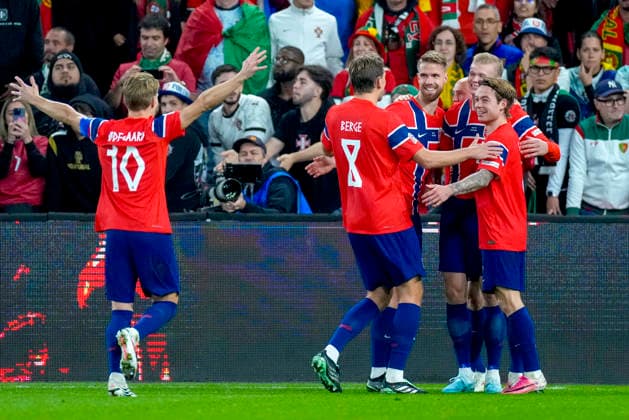 Soccer, Nations League: Norway vs. Portugal, Nations League Oslo 20260927 Erling Braut Haaland ties the score at 1–1 in the international soccer match between Norway and Portugal in the Nations League. Photo: Cornelius Poppe, NTB, Oslo, Norway. EDITORIAL USE ONLY. RESTRICTED USE FOR BETTING COMPANIES.  Copyright: xCorneliusxPoppex xNTBx