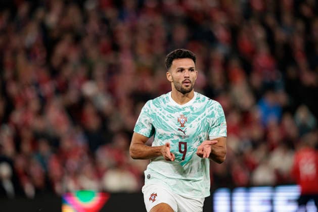 Goncalo Ramos seen celebrating after scoring goal during UEFA Nations League Division A game between National Teams of Norway and Portugal (Maciej Rogowski Ball Raw Images) Oslo Ullevaal Stadion Norway Copyright: xMaciejxRogowskix maciejrogowski_norway_portugal_2627_3-16