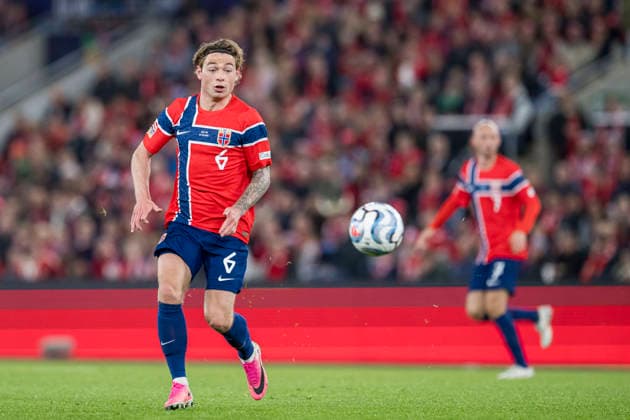 260927 Patrick Berg of Norway during the Nations League soccer match between Norway and Portugal on September 27, 2026, in Oslo. Photo: Vegard Grott, BILDBYRAN. Code: VG VG1010 bbeng soccer football fotball Nations League international match Norway Portugal  Copyright: VEGARDxGRoTT BB260927VG063