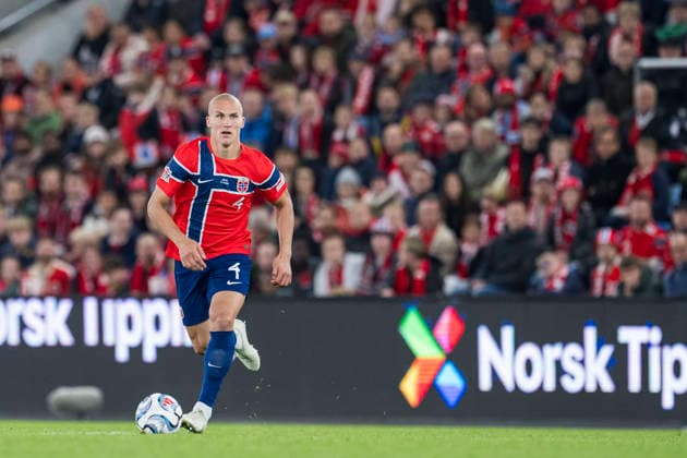 260927 Leo Ostigard of Norway during the Nations League soccer match between Norway and Portugal on September 27, 2026, in Oslo. Photo by Vegard Grott, BILDBYRAN. Code: VG VG1010 bbeng soccer football fotball Nations League international match Norway Portugal  Copyright: VEGARDxGRoTT BB260927VG064