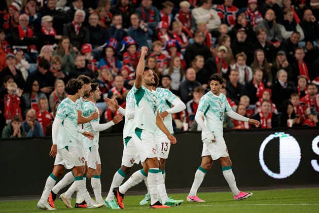 Goncalo Ramos seen celebrating after scoring goal during UEFA Nations League Division A game between National Teams of Norway and Portugal (Maciej Rogowski Ball Raw Images) Oslo Ullevaal Stadion Norway Copyright: xMaciejxRogowskix maciejrogowski_norway_portugal_2627_3-35