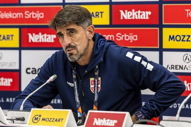 BELGRADE , 27-09-2026 , Rajko Mitic stadium , season 2026 2027 , UEFA Nations League football , Match between Serbia and The Netherlands , final score 1-2. , picture shows Serbia coach Veljko Paumovic press conference, PK, Pressekonferenz after the match Serbia - Netherlands  x207668664x Copyright: