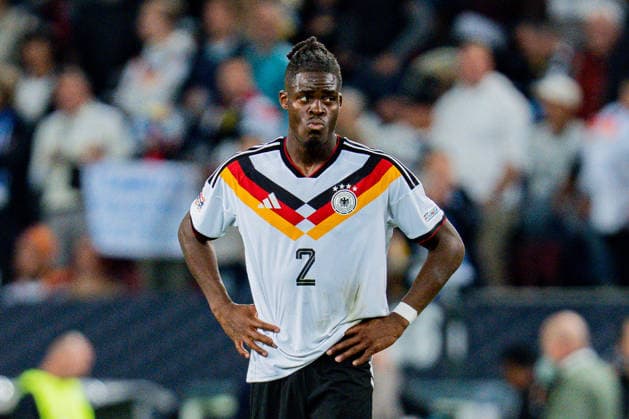 Nations League, Group A, Matchday 2, Germany vs. Greece on September 27, 2026, at the WWK Arena in Augsburg. Yann Aurel Bisseck: Germany Disappointed After the Final Whistle Copyright: xBahhoxKarax