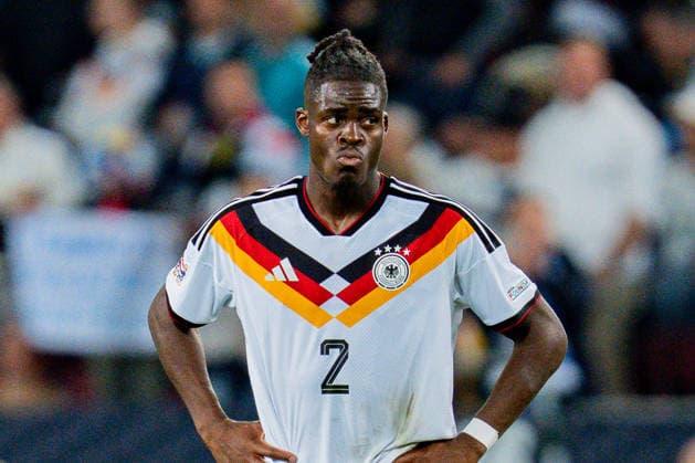 Nations League, Group A, Matchday 2, Germany vs. Greece on September 27, 2026, at the WWK Arena in Augsburg. Yann Aurel Bisseck: Germany Disappointed After the Final Whistle Copyright: xBahhoxKarax