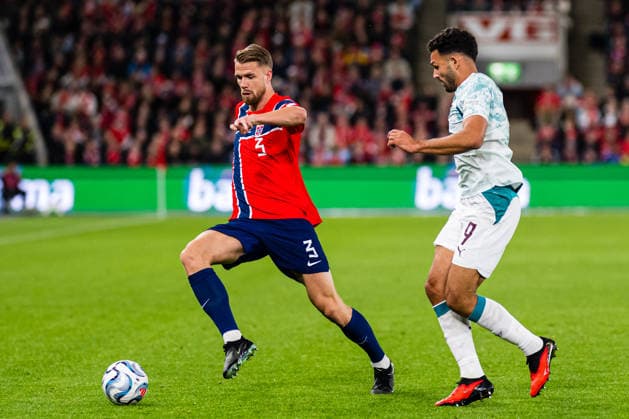September 27, 2026: Kristoffer Ajer of Norway during the Nations League soccer match between Norway and Portugal on September 27, 2026 in Oslo. Photo by Marius Simensen, BILDBYRAN COP 238 VG1010 bbeng football soccer international match Nations League Norway Portugal  Copyright: MARIUSxSIMENSEN BB260927ZS037