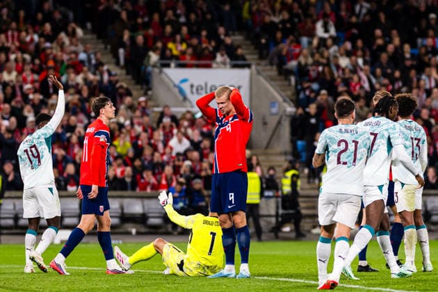 September 27, 2026: Erling Braut Haaland of Norway looks dejected after missing a scoring opportunity during the Nations League soccer match between Norway and Portugal on September 27, 2026 in Oslo. Photo by Marius Simensen, BILDBYRAN COP 238 VG1010 bbeng depp football soccer international match Nations League Norway Portugal  Copyright: MARIUSxSIMENSEN BB260927ZW058