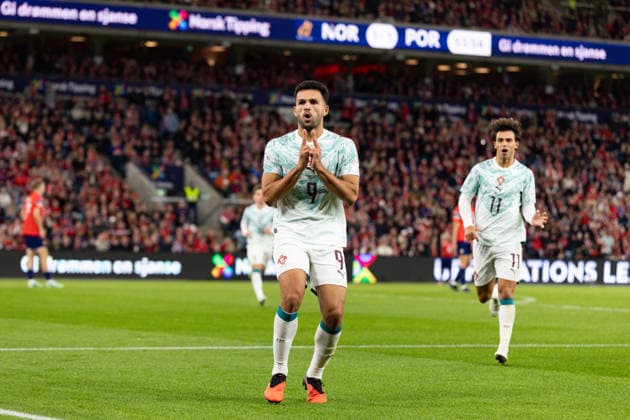 OSLO, NORWAY - SEPTEMBER 27: Goncalo Ramos of Portugal celebrates after scoring during the UEFA Nations League match between Norway and Portugal at Ullevaal Stadion on September 27, 2026 in Oslo, Norway. (Photo by Ane Frosaker Sports Press Photo) Copyright: xAnexFrosakerx xSPPx Sportspressphoto_SPR241549