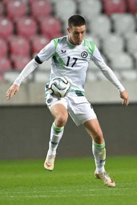 SOCCER - UEFA Nations League - Israel vs. Republic of Ireland Photo by IPA ABACAPRESS.COM89046708 - Ireland s soccer players wear black armbands for the victims in Palestine. Jack Moylan (Ireland) during the Nations League, Matchday 2 between Israel and Ireland on September 27, 2026, at the Puskas Arena in Budapest, Hungary Debrecen Hungary  Copyright: xIPAxSport ABACAx