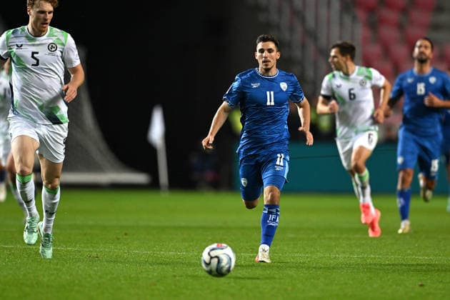SOCCER - UEFA Nations League - Israel vs. Republic of Ireland Photo by IPA ABACAPRESS.COM89046932 - Finn Azaz (Ireland) during the Nations League phase, Matchday 2 between Israel and Ireland on September 27, 2026, at the Puskas Arena in Budapest, Hungary Debrecen Hungary  Copyright: xIPAxSport ABACAx