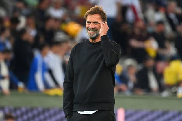 German National Team Coach Juergen KLOPP GER, laughing, smiling, optimistic, in a good mood, single frame, cropped close-up, half-length portrait, soccer Nations League group stage, Group B, Matchday 2: Germany (GER) vs. Greece (GRE) 0–1 on September 27, 2026, WWK ARENA AUGSBURG