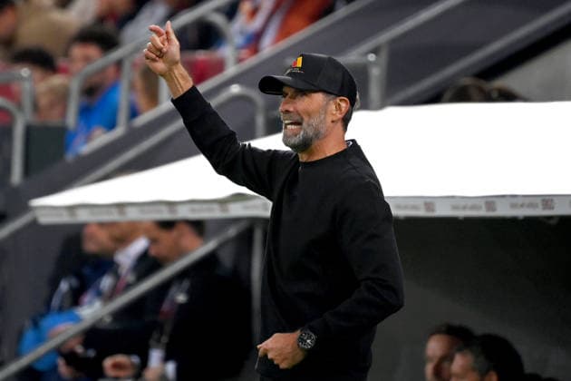 German National Team Coach Juergen KLOPP GER, gesturing, giving instructions, single frame, cropped close-up, half-length shot, soccer Nations League group stage, Group B, Matchday 2: Germany (GER) vs. Greece (GRE) 0–1 on September 27, 2026, WWK ARENA AUGSBURG