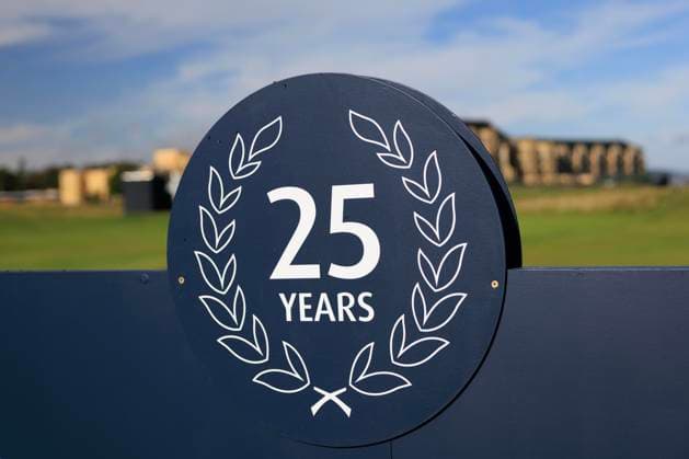 28th September 2026; The Old Course, St Andrews Links, St Andrews, Scotland; DP World Tour Golf, Alfred Dunhill Links Championship, Practice Day; Alfred Dunhill Links Championship signage DavidxYoung
