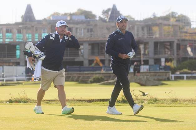 28th September 2026; The Old Course, St Andrews Links, St Andrews, Scotland; DP World Tour Golf, Alfred Dunhill Links Championship, Practice Day; Sebastian Garcia Rodriguez of Spain walks down the second hole during a practice round DavidxYoung