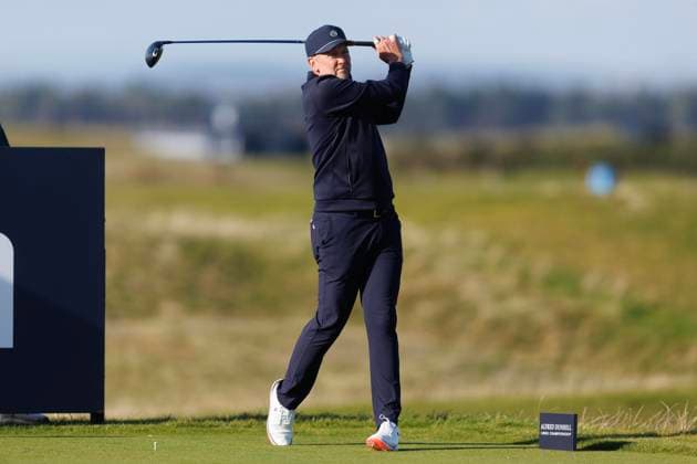 28th September 2026; The Old Course, St Andrews Links, St Andrews, Scotland; DP World Tour Golf, Alfred Dunhill Links Championship, Practice Day; Ian Poulter of England plays a shot from the tee on the fifteenth hole during a practice round DavidxYoung