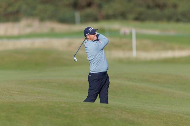 28th September 2026; The Old Course, St Andrews Links, St Andrews, Scotland; DP World Tour Golf, Alfred Dunhill Links Championship, Practice Day; Padraig Harrington of Ireland plays a shot from the fairway on the sixteenth hole during a practice round DavidxYoung