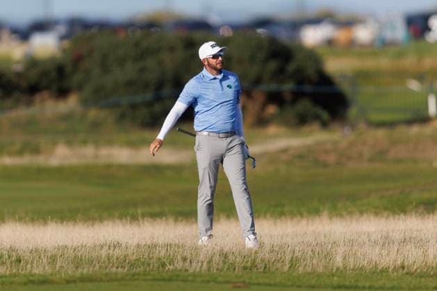 28th September 2026; The Old Course, St Andrews Links, St Andrews, Scotland; DP World Tour Golf, Alfred Dunhill Links Championship, Practice Day; Dean Burmester of South Africa in the ought of the 17th hole during a practice round DavidxYoung