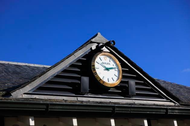28th September 2026; The Old Course, St Andrews Links, St Andrews, Scotland; DP World Tour Golf, Alfred Dunhill Links Championship, Practice Day; Rolex signage on a clock DavidxYoung