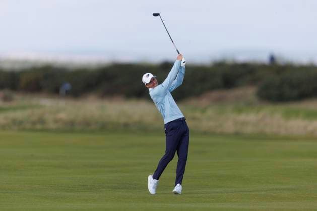 28th September 2026; The Old Course, St Andrews Links, St Andrews, Scotland; DP World Tour Golf, Alfred Dunhill Links Championship, Practice Day; Carlos Ortiz of Mexico plays a shot from the fairway on the fourteenth hole during a practice round DavidxYoung