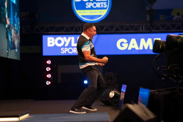 2026 BOYLE Sports World Grand Prix Gerwyn Price defeats Sebastian Bialecki during the 2026 Boyle Sports World Grand Prix at Mattioli Arena, Leicester, United Kingdom on 28 September 2026 Credit: Alex Young Every Second Media Editorial use only. All images are copyright Every Second Media Limited. No images may be reproduced without prior permission. Copyright: xIMAGO EveryxSecondxMediax ESM-2190-0044 AlexxYoungx xEveryxSecondxMediax